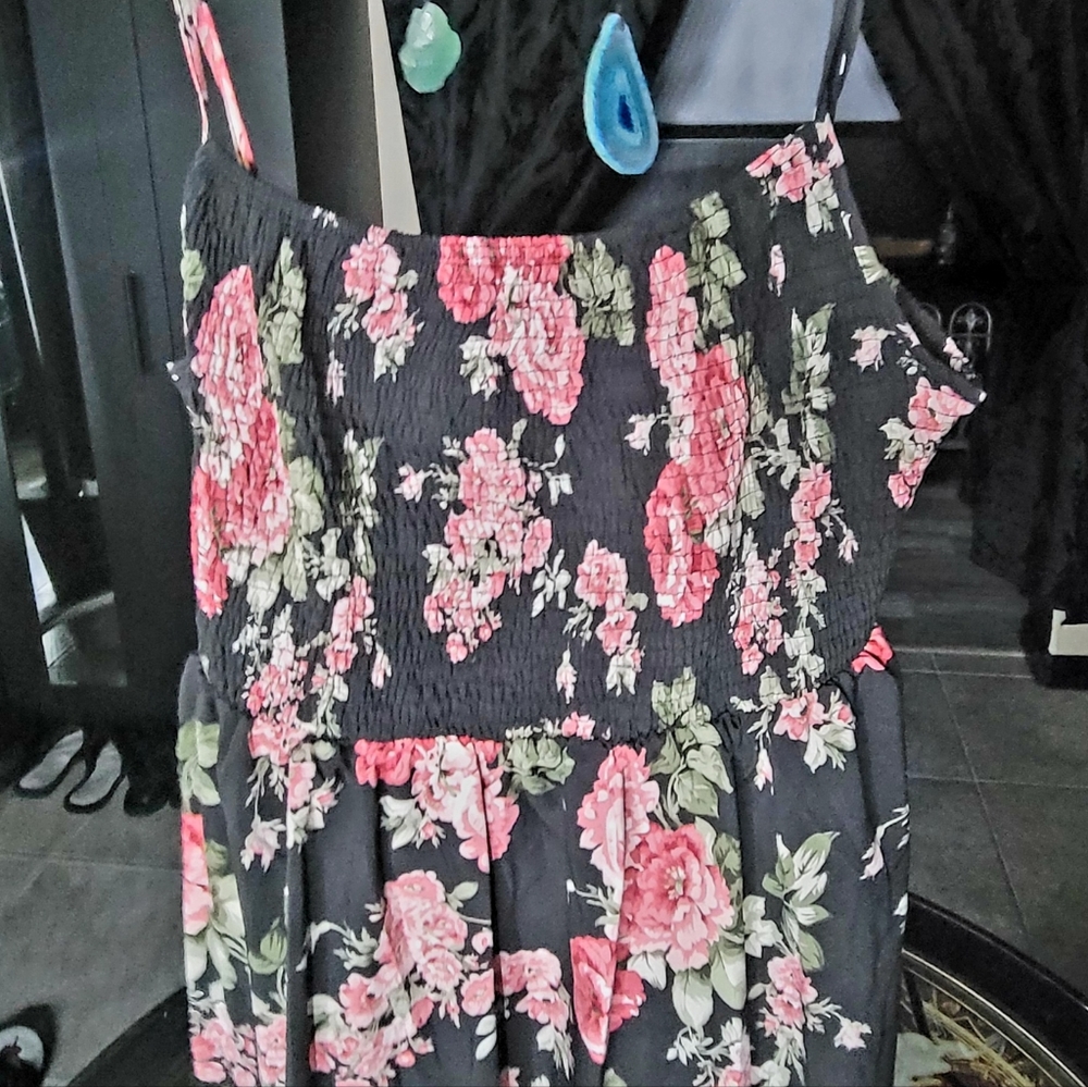 Black sun dress with flowers